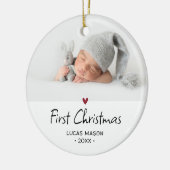 Modern First Christmas Foto Baby Keramik Ornament (Links)