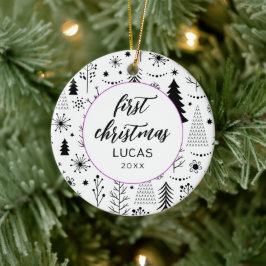 Modern First Christmas Foto Baby Keramik Ornament