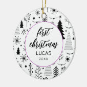 Modern First Christmas Foto Baby Keramik Ornament (Links)