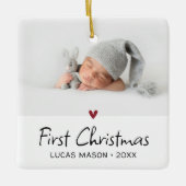 Modern First Christmas Foto Baby Keramikornament (Vorderseite)
