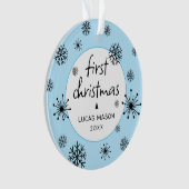 Modern First Christmas Foto Baby Ornament (Vorderseite)