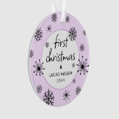 Modern First Christmas Foto Baby Ornament (Vorderseite)