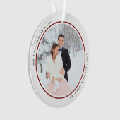 Modern First Christmas Mr. und Mrs. 2 Fotos Acryli Ornament (Vorderseite)
