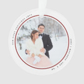 Modern First Christmas Mr. und Mrs. 2 Fotos Acryli Ornament (Vorderseite)