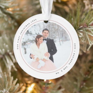 Modern First Christmas Mr. und Mrs. 2 Fotos Acryli Ornament