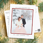 Modern First Christmas Mr. und Mrs. Foto Feiertagspostkarte<br><div class="desc">Einfach und modern mit einem Ihrer Lieblings-Foto wie Mr. und Mrs. erste Weihnachtsurlaub Postkarte.</div>