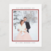 Modern First Christmas Mr. und Mrs. Foto Feiertagspostkarte (Vorderseite)