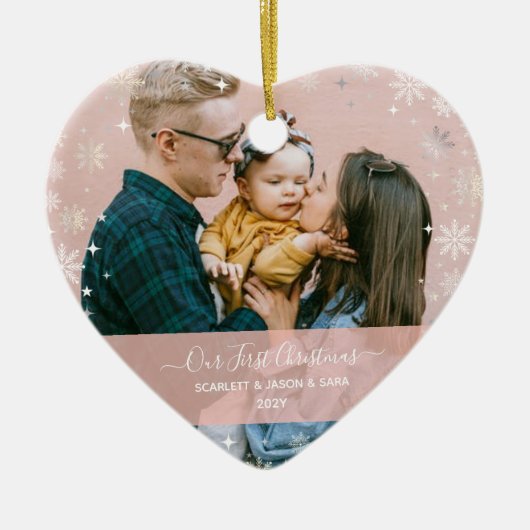 Modern First Christmas Together 2 Fotos - Herzlich Keramik Ornament (Vorne)