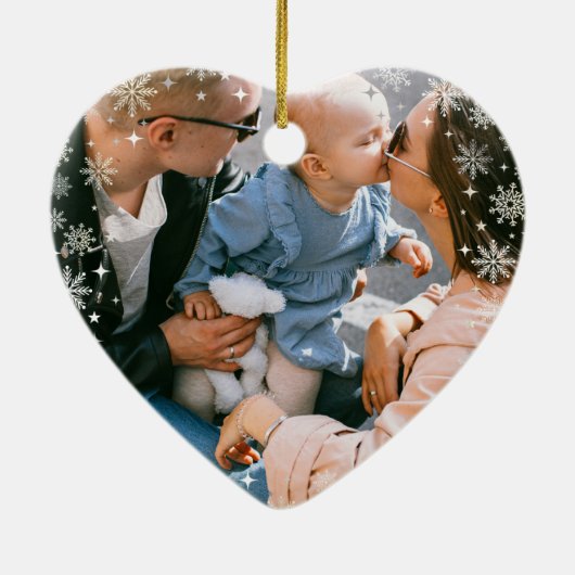 Modern First Christmas Together 2 Fotos - Herzlich Keramik Ornament (Hinten)