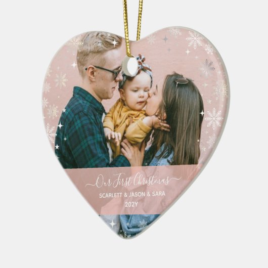 Modern First Christmas Together 2 Fotos - Herzlich Keramik Ornament (Links)