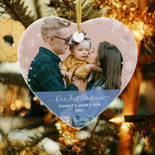 Modern First Christmas Together 2 Fotos - Herzlich Keramik Ornament