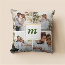 Modern First Christmas Verheiratet Couple Foto Kissen