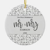 Modern First Christmas Verheiratete Liebe Hochzeit Keramik Ornament (Vorne)