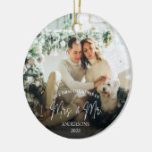 Modern First Christmas Verlobt Mrs. & Mr. Keramik Ornament (Links)