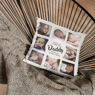 Modern First Fathers Day Photo Collage Throw P Kissen