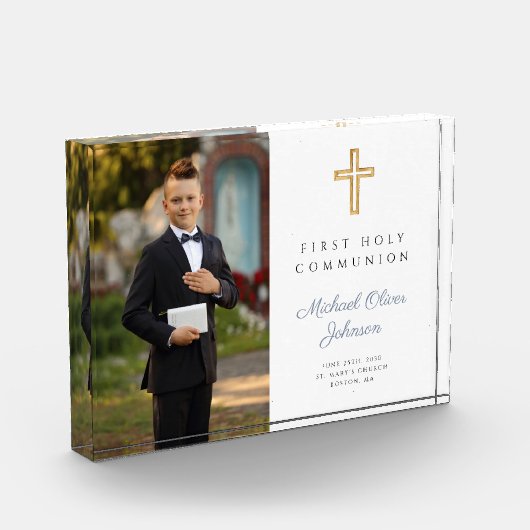 Modern First Heilige Communion Boy Picture Fotoblock (Links)