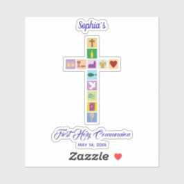 Modern First Heilige Kommunion farbenfrohe Kreuzze Aufkleber