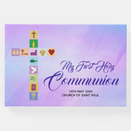 Modern First Heilige Kommunion farbenfrohe Kreuzze Gästebuch