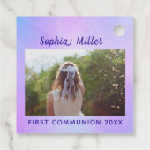 Modern First Heilige Kommunion farbenfrohe Kreuzze Geschenkanhänger (Rückseite)