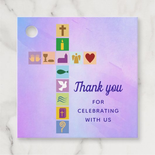 Modern First Heilige Kommunion farbenfrohe Kreuzze Geschenkanhänger (Vorderseite)