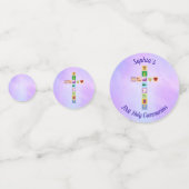 Modern First Heilige Kommunion farbenfrohe Kreuzze Konfetti (Rückseiten)