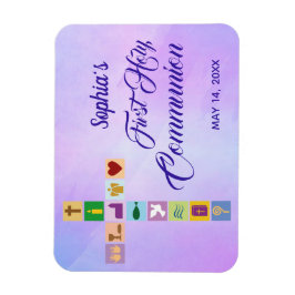 Modern First Heilige Kommunion farbenfrohe Kreuzze Magnet