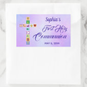 Modern First Heilige Kommunion farbenfrohe Kreuzze Rechteckiger Aufkleber (Tasche)