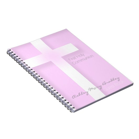 Modern First Holy Communion in Pink Guest Book Notizblock (Rechte Seite)
