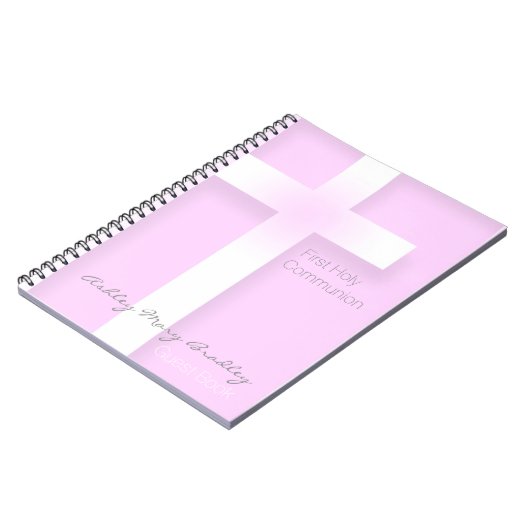 Modern First Holy Communion in Pink Guest Book Notizblock (Linke Seite)