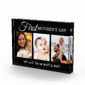 Modern First Mother's Day  3 Picture Collage Black Fotoblock (Rechts)