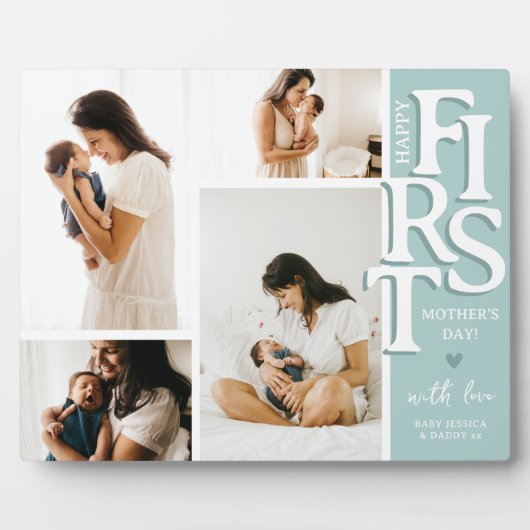 Modern First Mother's Day Picture Collage Keepake Fotoplatte (Vorderseite)