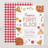 Modern First Slice Pizza zum ersten Geburtstag Einladung (Vorne/Hinten)