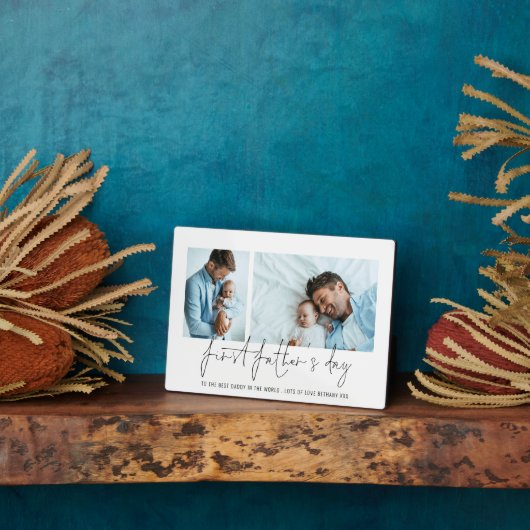 Modern First Vathers Day 2 Fotos Script Fotoplatte (Seite)