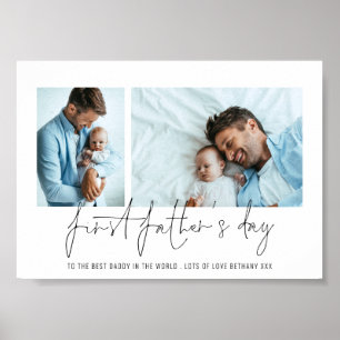 Modern First Vathers Day 2 Fotos Script Poster