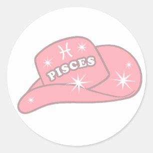 Modern Fisces Zodiac Pink Cowgirl Hat Runder Aufkleber