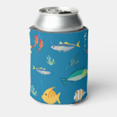 Modern Fish and Seahorse illustrated Pattern Blue Dosenkühler (Kanne Rückseite)