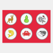 Modern Fish Prawn Crab Dice Game Wetten Matten Geschenkpapier Set (Vorderseite 3)