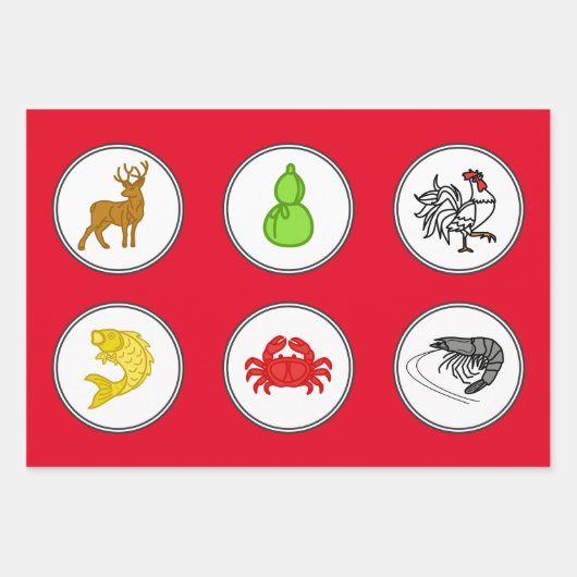 Modern Fish Prawn Crab Dice Game Wetten Matten Geschenkpapier Set (Vorderseite 3)