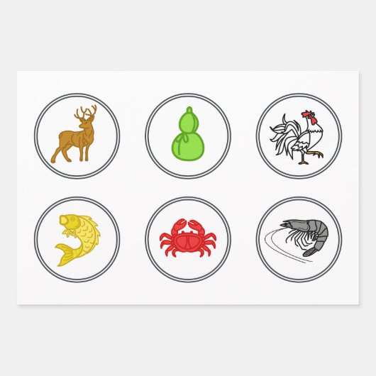 Modern Fish Prawn Crab Dice Game Wetten Matten Geschenkpapier Set (Vorderseite 2)