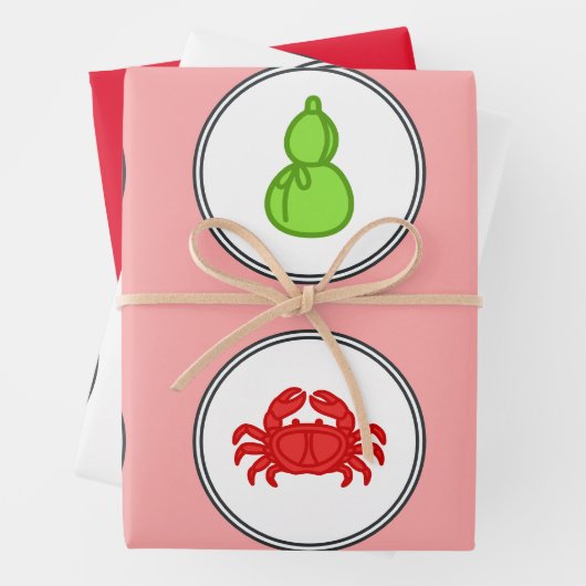 Modern Fish Prawn Crab Dice Game Wetten Matten Geschenkpapier Set (Beispiel)