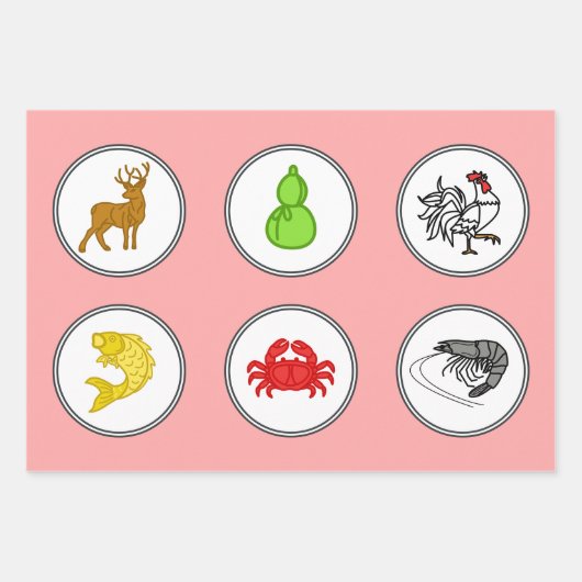 Modern Fish Prawn Crab Dice Game Wetten Matten Geschenkpapier Set (Vorderseite)