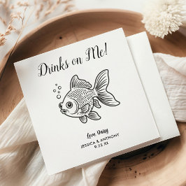 Modern Fish Wedding Cocktail Napkins  Serviette