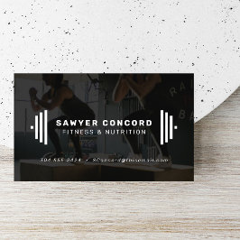Modern fitness trainer business card with photo visitenkarte