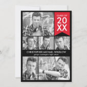 Modern Flag Abschluss Einladung - Rot (Vorderseite)