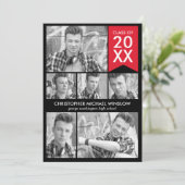 Modern Flag Abschluss Einladung - Rot (Stehend Vorderseite)