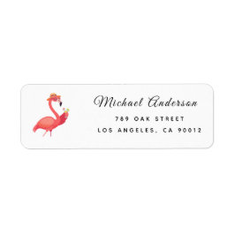 Modern Flamingo Baby Shower Return Address Label