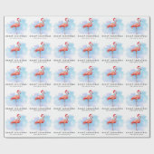 Modern Flamingo Christmas Hat Watercolor Geschenkpapier (Flach)