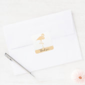 Modern Flamingo, danke, Square Sticker (Umschlag)