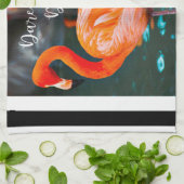 Modern Flamingo Schwarz-weiß Stripes-Zitat Geschirrtuch (Gefaltet)