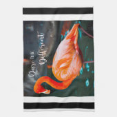 Modern Flamingo Schwarz-weiß Stripes-Zitat Geschirrtuch (Vertikal)